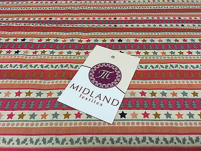 Multi Scandi 100% Cotton Christmas themed Patchwork & Crafting  Fabric 45" Mtex - Midland Textiles & Fabric