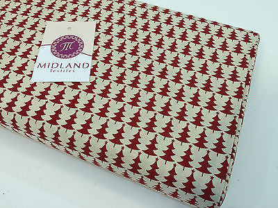 Red Scandi 100% Cotton Christmas themed Patchwork and Crafting  Fabric 45' Mtex - Midland Textiles & Fabric