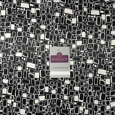 White and Grey Mango Satin High Street Printed Dress Fabric 58' M401-39 Mtex - Midland Textiles & Fabric