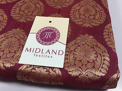 Pure Silk Indian Banarsi Floral Woven Golden Metallic Brocade 45' M260 Mtex - Midland Textiles & Fabric