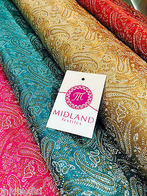 Metallic Paisley brocade Banarsi fabric 44' Wide M248 Mtex - Midland Textiles & Fabric
