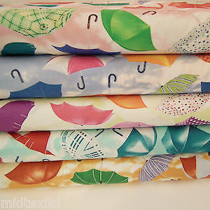 Umbrella Print 100% Cotton Poplin Fabric, 45" Wide. Craft Cotton M26 Mtex