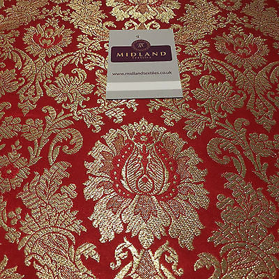 Gold Indian Floral Metallic Print Banarsi faux Silk Brocade Fabric 40' M370 Mtex - Midland Textiles & Fabric