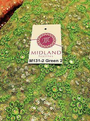Indian Floral Intricate sequin embroidered Tulle net dress fabric 40' Wide M131 - Midland Textiles & Fabric