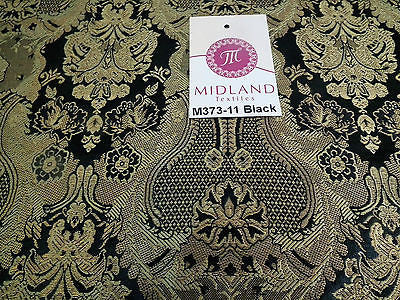 Indian Banarsi Gold Metallic Ornamental floral brocade fabric M373 Mtex 40' wide - Midland Textiles & Fabric