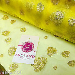 100% Polyester Organza, Flocked lurex heart design 58' wide width fabric M113 - Midland Textiles & Fabric