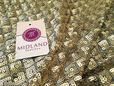 Diamond shaped antique matt gold sewn on sequins dress fabric Shiny  M78 Mtex - Midland Textiles & Fabric