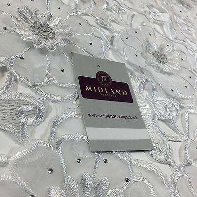 3d Floral chiffon applique embroidery dress wedding fabric 55" Wide  M716 Mtex - Midland Textiles & Fabric