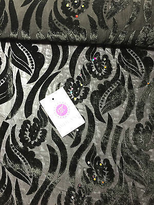 Burnout leaf floral print on chiffon 50' Inches Wide M161-9 Mtex - Midland Textiles & Fabric