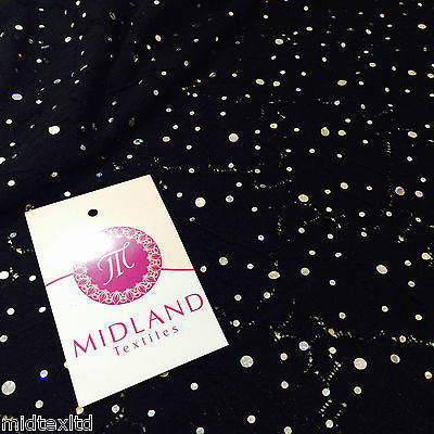 Crochet Stretch Lace Fabric with Silver sequins 58' M73 Mtex Brown or Black - Midland Textiles & Fabric