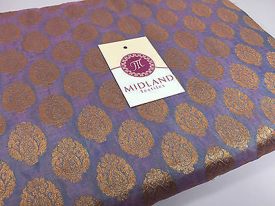 Pure Silk Indian Banarsi Floral Woven Golden Metallic Brocade 45' M260 Mtex - Midland Textiles & Fabric