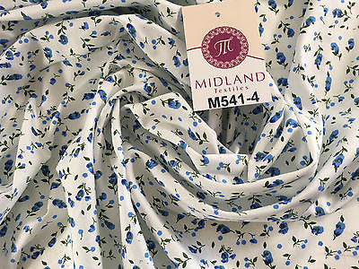 Small Floral Print on white soft polycotton dress Fabric 45' Wide M541 Mtex - Midland Textiles & Fabric