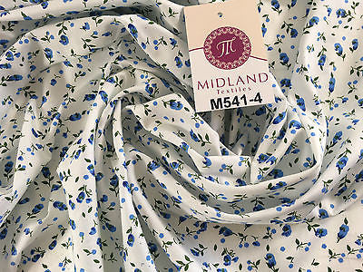 Small Floral Print on white soft polycotton dress Fabric 45" Wide M541 Mtex - Midland Textiles & Fabric