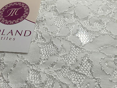 Pearl White Floral Vintage Victorian Stretch Raschel lace 55" Wide M186-8 Mtex - Midland Textiles & Fabric