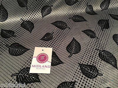Leaf Print Spandex Velvet Sequinned - 2 way stretch Fabric-58" M16-16 Mtex - Midland Textiles & Fabric