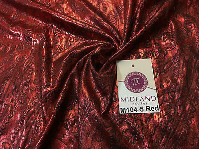 Lame Corduroy Paisley Embossed Foil 1 way stretch Fabric 58' wide M104 Mtex - Midland Textiles & Fabric