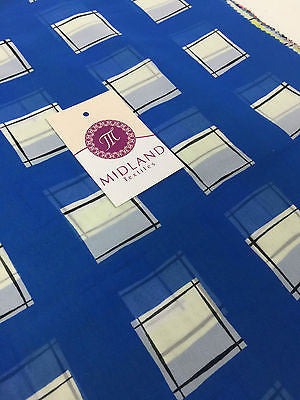 Cobalt blue and white check light chiffon Dress fabric 58' M401-18 Mtex - Midland Textiles & Fabric