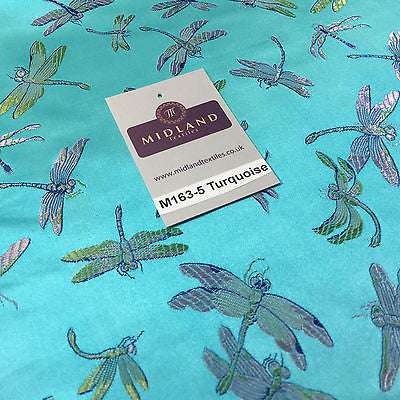 CHINESE ORIENTAL GOLD DRAGONFLY BROCADE SILKY SATIN DRESS FABRIC 44' M163 - Midland Textiles & Fabric