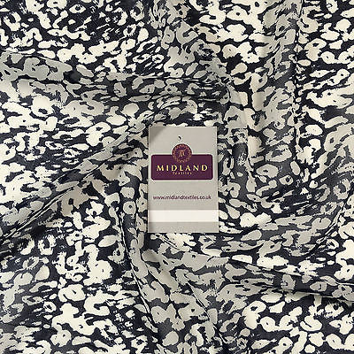 Navy and Cream abstract Georgette Chiffon Printed Dress Fabric 58' M401-43 Mtex - Midland Textiles & Fabric