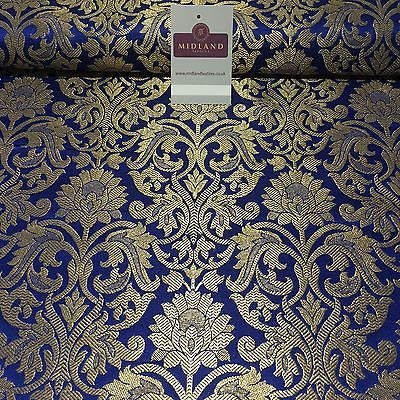 Indian Floral gold metallic banarsi brocade faux silk fabric 44' Wide M692 - Midland Textiles & Fabric