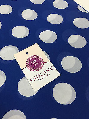 Cobalt and white large dot crepe chiffon high street printed fabric 58" M401-4 - Midland Textiles & Fabric