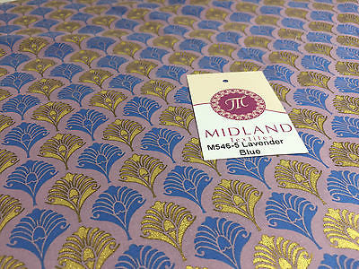 Retro Peacock Bird Feather Flower Fan Gold Lacquered Cotton Lawn Fabric 58' M546 - Midland Textiles & Fabric