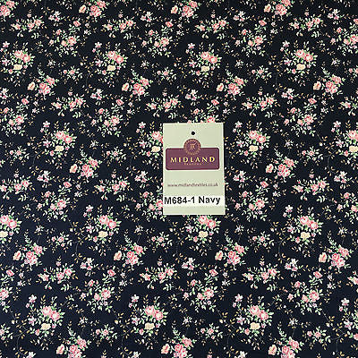 Floral Vintage shabby chic rose 100% Cotton Poplin Craft Fabric 58" M684 - Midland Textiles & Fabric