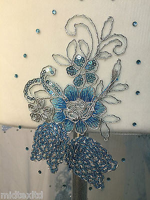 Vintage Floral embellished and stones dress net with scalloped edging M232 Mtex - Midland Textiles & Fabric