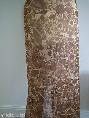 Golden Brown Earthy Flower and Leaf Print Fabric. 58" Georgette Chiffon M145-12 - Midland Textiles & Fabric