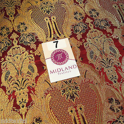 Indian Banarsi Gold Metallic Ornamental floral brocade fabric M373 Mtex 40' wide - Midland Textiles & Fabric