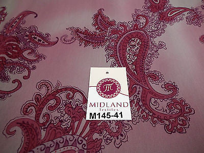 Pink Paisley Printed chiffon Dress fabric 45" M145-41 Mtex - Midland Textiles & Fabric