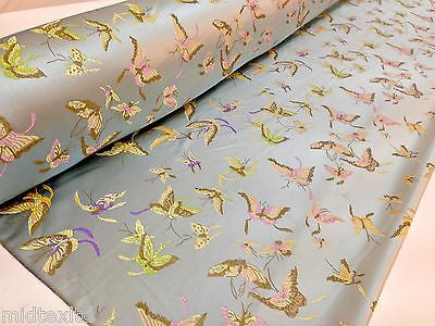 CHINESE ORIENTAL BUTTERFLY BROCADE SILKY SATIN DRESS FABRIC 44" wide Mtex M57 - Midland Textiles & Fabric