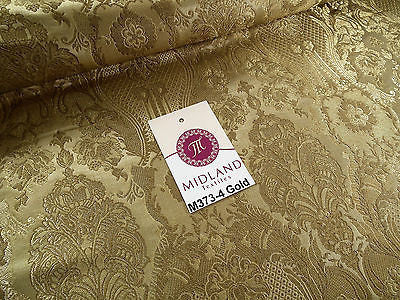 Indian Banarsi Gold Metallic Ornamental floral brocade fabric M373 Mtex 40' wide - Midland Textiles & Fabric