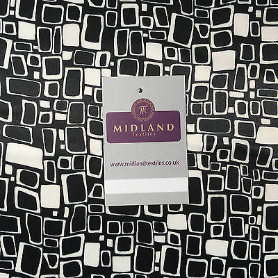 White and Grey Mango Satin High Street Printed Dress Fabric 58" M401-39 Mtex - Midland Textiles & Fabric