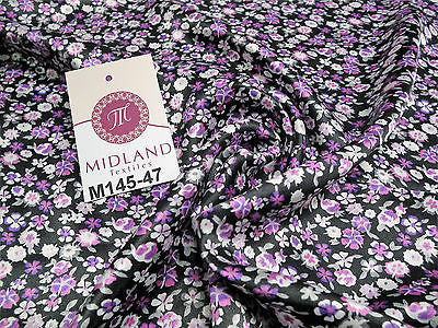 Floral Ditsy Printed Silky Smooth Satin Dress Fabric 58" Wide M145-46-47-48 - Midland Textiles & Fabric