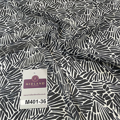 Navy and White Chiffon Youryu High Street Printed Dress Fabric 58' M401-36 Mtex - Midland Textiles & Fabric