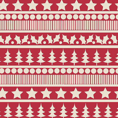 Red Scandi 100% Cotton Christmas themed Patchwork and Crafting  Fabric 45' Mtex - Midland Textiles & Fabric