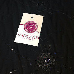 Black Viscose shiny sequin and thread design dress fabric M80-3 Mtex - Midland Textiles & Fabric