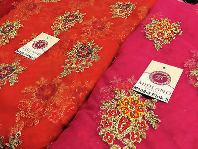 Indian Stone Embellished Embroidered Tulle net dress fabric 44' Wide M132 - Midland Textiles & Fabric