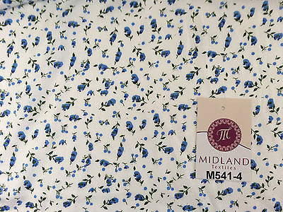 Small Floral Print on white soft polycotton dress Fabric 45' Wide M541 Mtex - Midland Textiles & Fabric