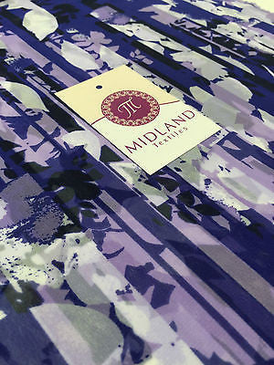 Purple and White striped light chiffon high street printed fabric 58" M401-7 - Midland Textiles & Fabric