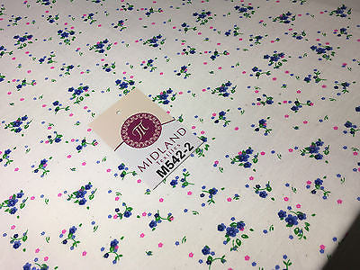 Ditsy Floral Printed on white Super Soft Polycotton Fabric 45' Wide M542 Mtex - Midland Textiles & Fabric