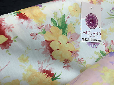 Vintage Abstract Floral Printed Fabric 100% Cotton Poplin  44' Wide  M531 Mtex - Midland Textiles & Fabric