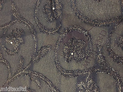 Vintage floral Uragiri scalloped edging dress fabric with clear stones M188 Mtex - Midland Textiles & Fabric