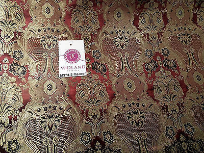 Indian Banarsi Gold Metallic Ornamental floral brocade fabric M373 Mtex 40' wide - Midland Textiles & Fabric