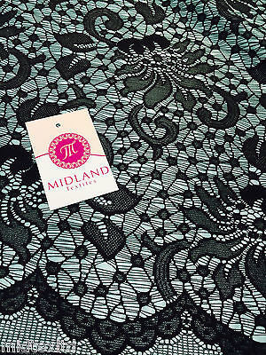 Black Floral Bonded Satin Backed lace strech  58'  M10-11 - 12 Mtex - Midland Textiles & Fabric