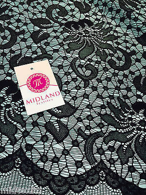 Black Floral Bonded Satin Backed lace strech  58"  M10-11 - 12 Mtex - Midland Textiles & Fabric