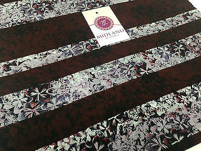 Burgundy and Lilac striped floral Dull Moss Crepe High Street Fabric 58' M401-11 - Midland Textiles & Fabric