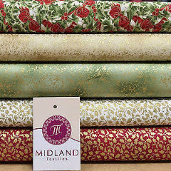 White Merry Christmas themed 100% Cotton Patchwork & Crafting Fabric 45" Mtex - Midland Textiles & Fabric