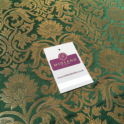 Indian Floral gold metallic banarsi brocade faux silk fabric 44' Wide M692 - Midland Textiles & Fabric
